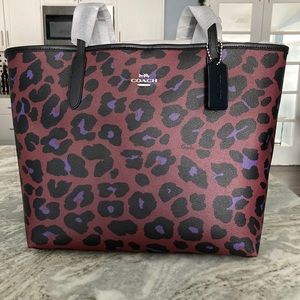 SOLD - Coach City Tote with Leopard print